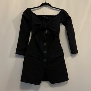 Fashionova Tie-Front Tuxedo Mini Dress